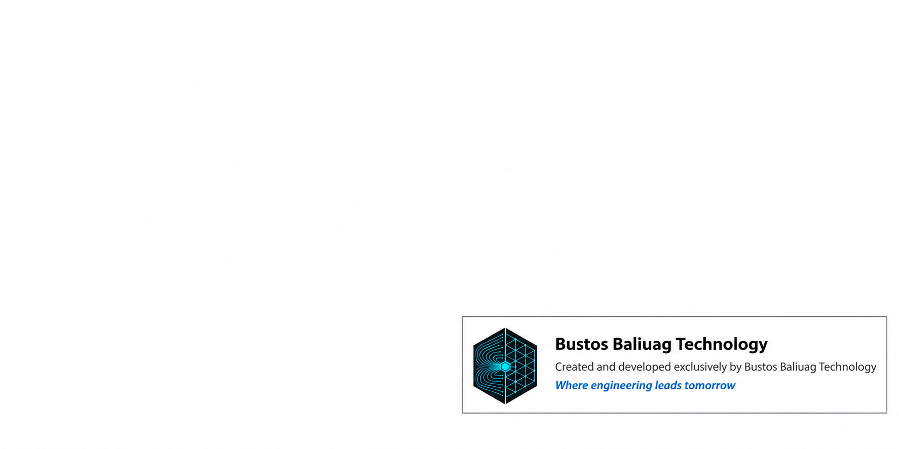 Official badge of Bustos Baliuag Technology: created and developed exclusively by Bustos Baliuag Technology.